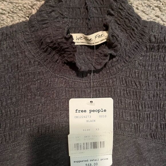 Free People Charcoal High Neck Top - Picture 3 of 4